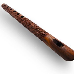 Mouth Woodwind Flute Wooden Traditional Hand Carved, Great Sound Indian Musical Instrument Brown Color 13 Inch