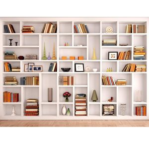 Maijoeyy 7x5ft White Bookshelf Backdrop Bookcase Backdrops Office Backdrop Video Conference Zoom Backdrop Home Office Decoration Zoom Backdrops for Photography